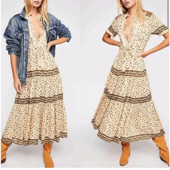 Free People Dresses & Skirts - Free People Rare Feelings Floral Maxi Prairie Peasant Dress Small